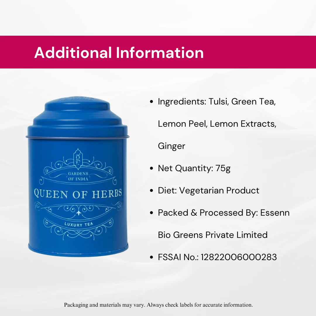 Queen of Herbs Tea Tin Can